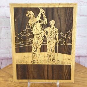 Laser Engraved Wooden Golfing Decorative Art Plaque
